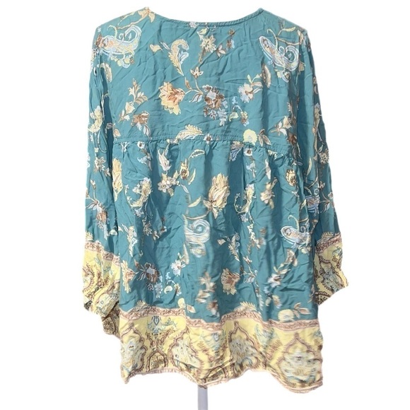Cato Women's Plus - Peasant Boho Paisley Green Flowy Blouse - Size XL - Picture 3 of 6